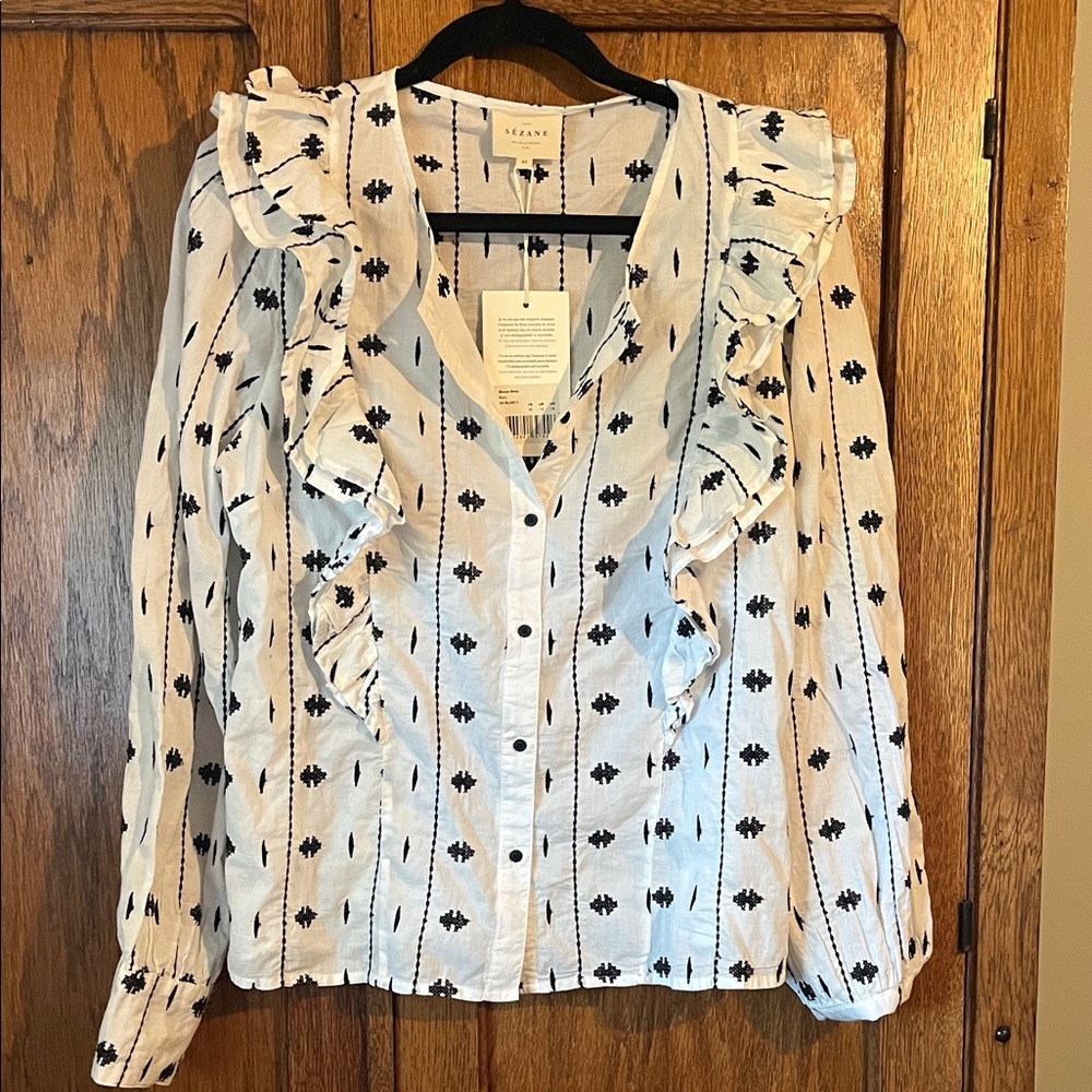 SEZANE Boby Ruffle Blouse - Picture 2 of 6